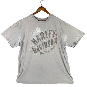 Harley Davidson War Horse Ocala FL Faded Pocket T-Shirt Mens XL Grey Grunge Y2K